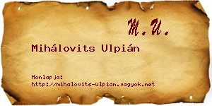 Mihálovits Ulpián névjegykártya